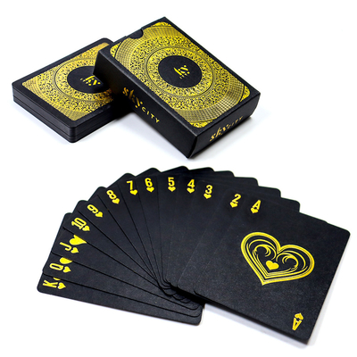 Mua Bài Poker tùy chỉnh in kích thước thông thường 63*88mm Chống thấm nước Lá bài PVC tráng kim loại Vàng Đen Bạc với Hộp online manufacture