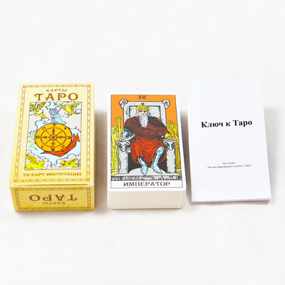 Tùy chỉnh Nga giấy xác nhận Tarot thẻ chơi trò chơi thẻ sàn với hộp