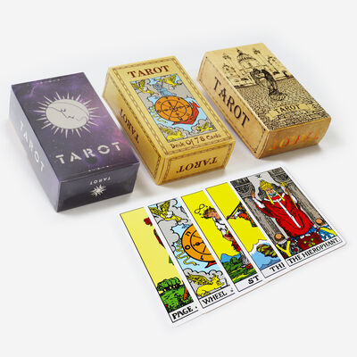 Thiết kế tùy chỉnh Thẻ Tarot in được với giấy lõi đen 310gsm và hướng dẫn bao gồm